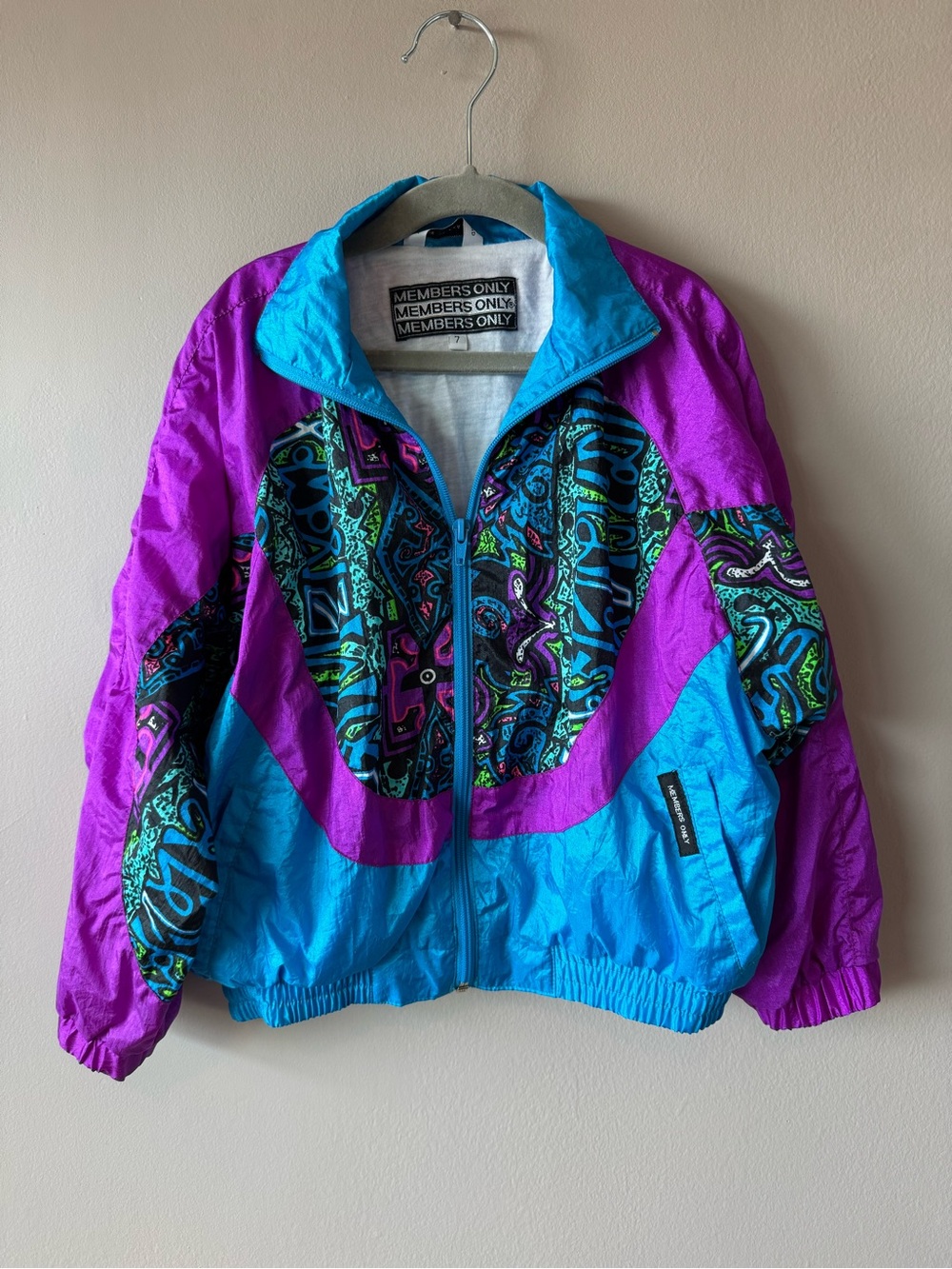 Vintage 1980s/1990s Members Only Vibrant Abstract Colorblock Jacket Size 7 Years